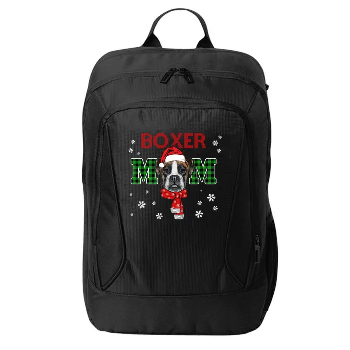 Christmas Boxer Mom Plaid Santa Hat Cute Dog Lover Funny Gift City Backpack