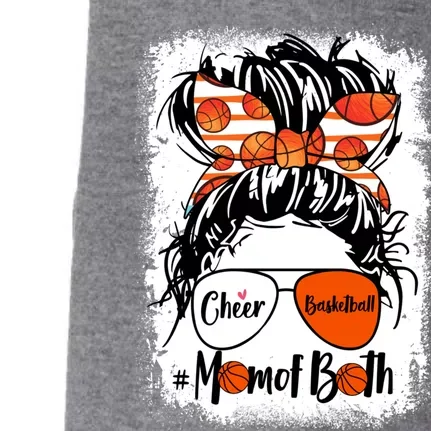 Cheer Basketball Mom Of Both Messy Bun Hair Glasses Gift Doggie 3-End Fleece Hoodie