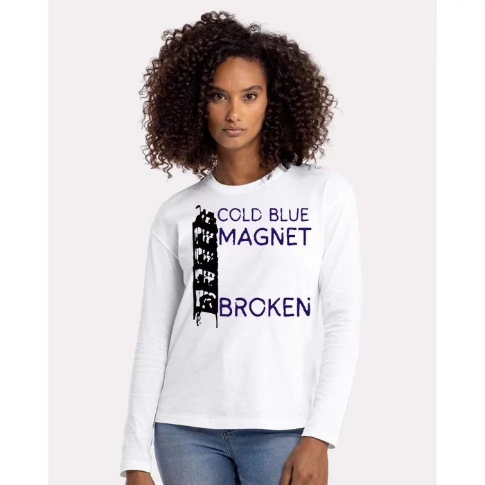 Cold Blue Magnet Broken Womens Cotton Relaxed Long Sleeve T-Shirt