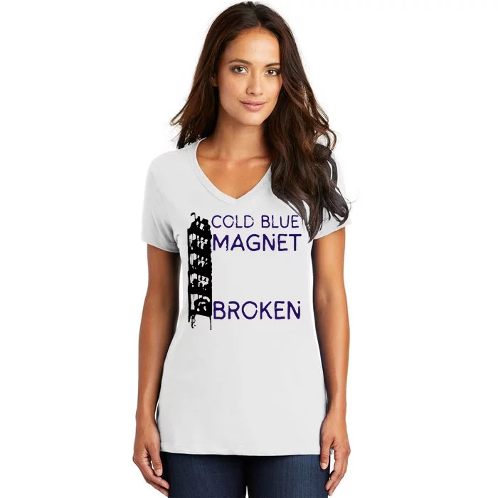 Cold Blue Magnet Broken Women's V-Neck T-Shirt