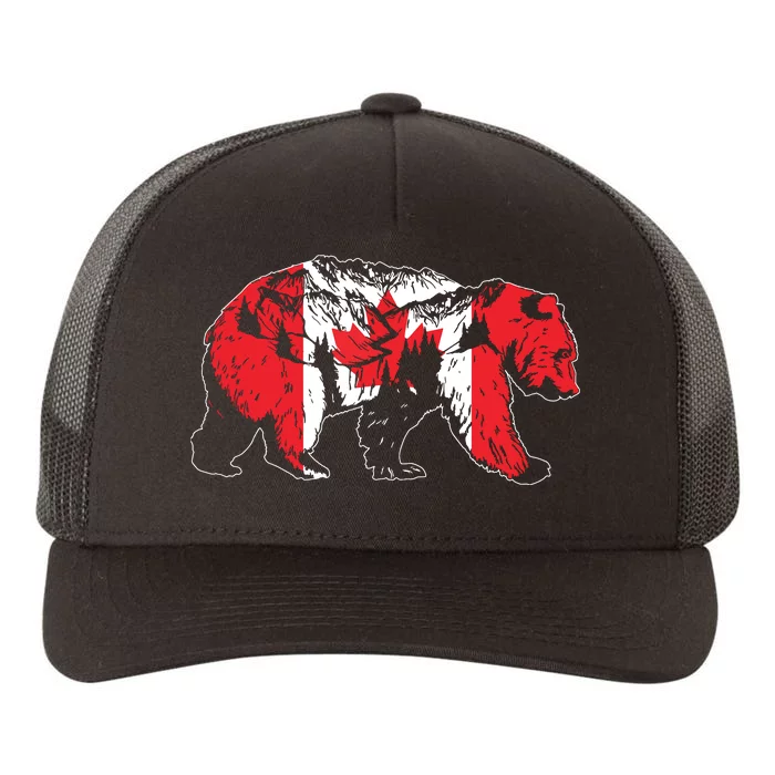 Canadian Bear Maple Leaf Canada Flag Patriotic Yupoong Adult 5-Panel Trucker Hat