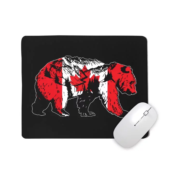 Canadian Bear Maple Leaf Canada Flag Patriotic Mousepad