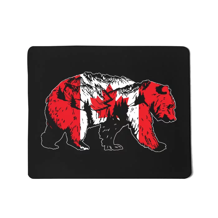 Canadian Bear Maple Leaf Canada Flag Patriotic Mousepad