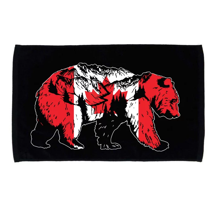 Canadian Bear Maple Leaf Canada Flag Patriotic Microfiber Hand Towel