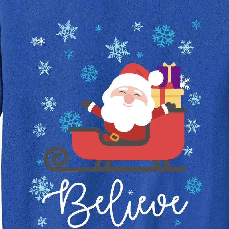 Cute Believe Merry Christmas Santa Claus Sleigh Gift Sweatshirt