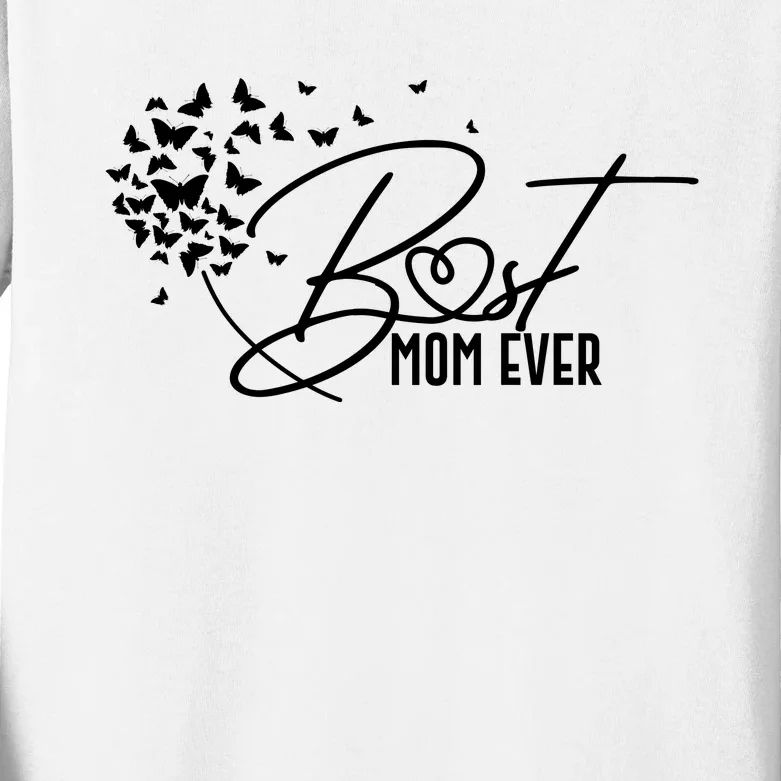 Cute Best Mom Ever Butterfly Dandelion Kids Long Sleeve Shirt