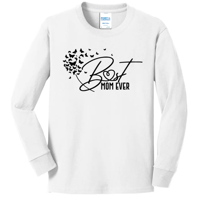 Cute Best Mom Ever Butterfly Dandelion Kids Long Sleeve Shirt