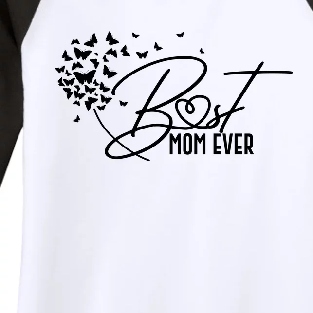 Cute Best Mom Ever Butterfly Dandelion Women's Tri-Blend 3/4-Sleeve Raglan Shirt