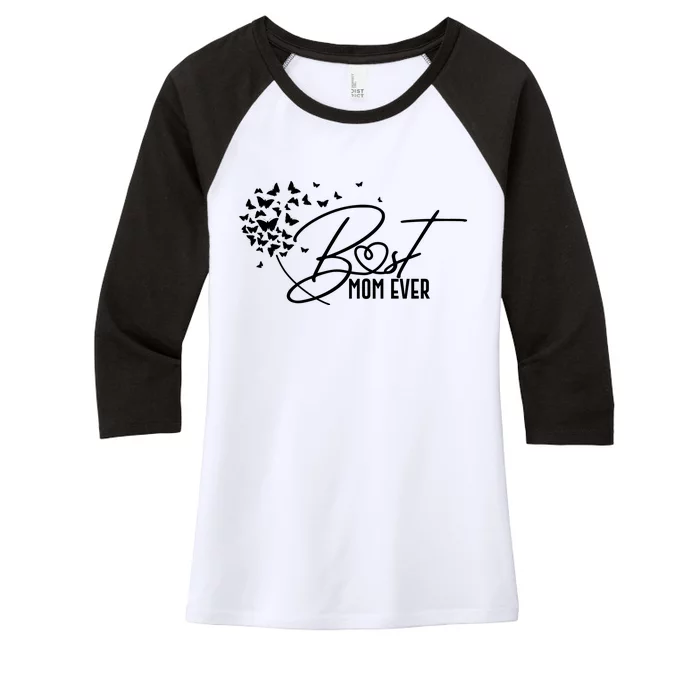 Cute Best Mom Ever Butterfly Dandelion Women's Tri-Blend 3/4-Sleeve Raglan Shirt