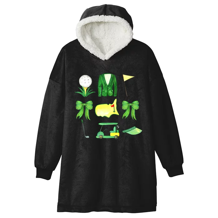 Coquette Bow Masters Golf Tournament Graphic Golfing Golfer Hooded Wearable Blanket