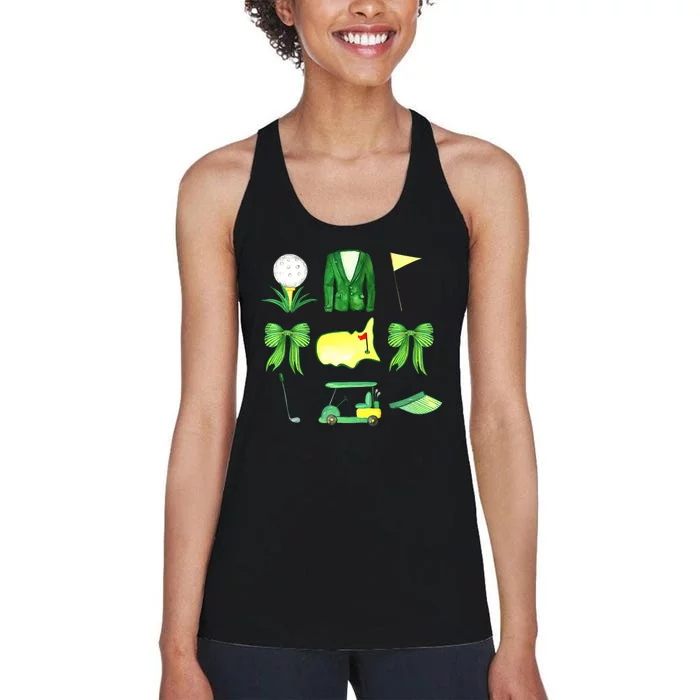 Coquette Bow Masters Golf Tournament Graphic Golfing Golfer Women's Racerback Tank