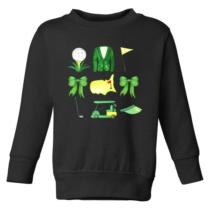 Coquette Bow Masters Golf Tournament Graphic Golfing Golfer Toddler Sweatshirt