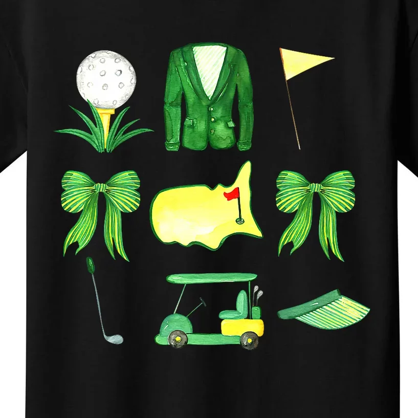 Coquette Bow Masters Golf Tournament Graphic Golfing Golfer Kids T-Shirt