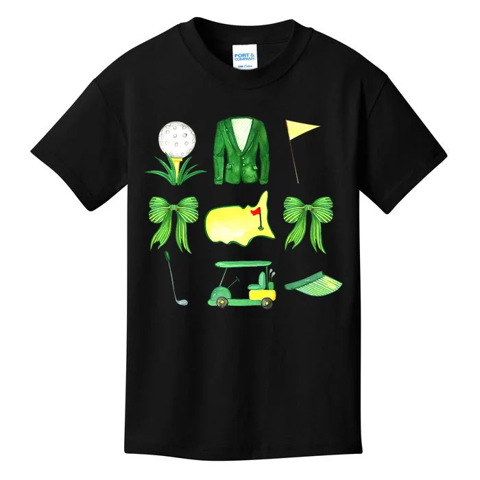 Coquette Bow Masters Golf Tournament Graphic Golfing Golfer Kids T-Shirt