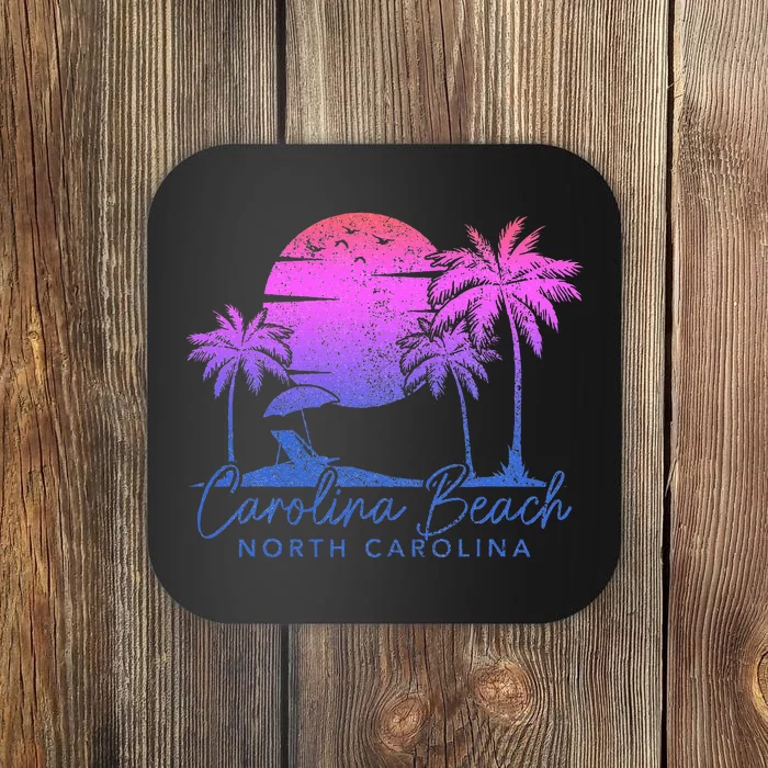 Carolina Beach North Carolina Vintage Sunset Surfer Retro Coaster