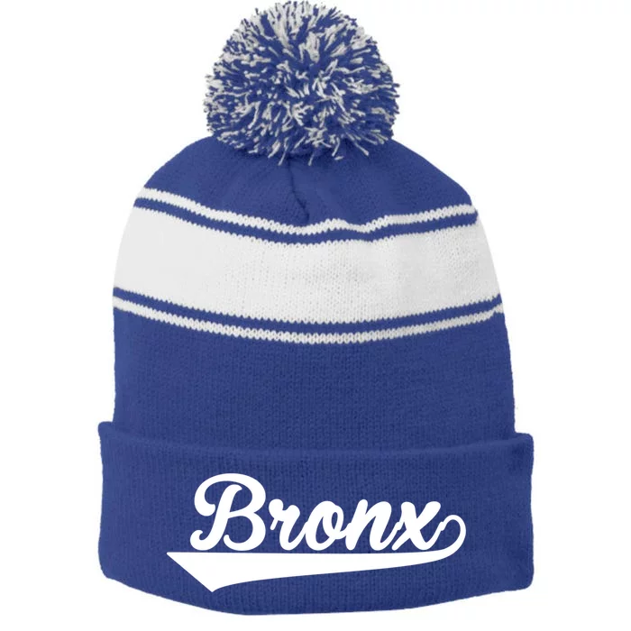 Classic Bronx New York Gift Stripe Pom Pom Beanie