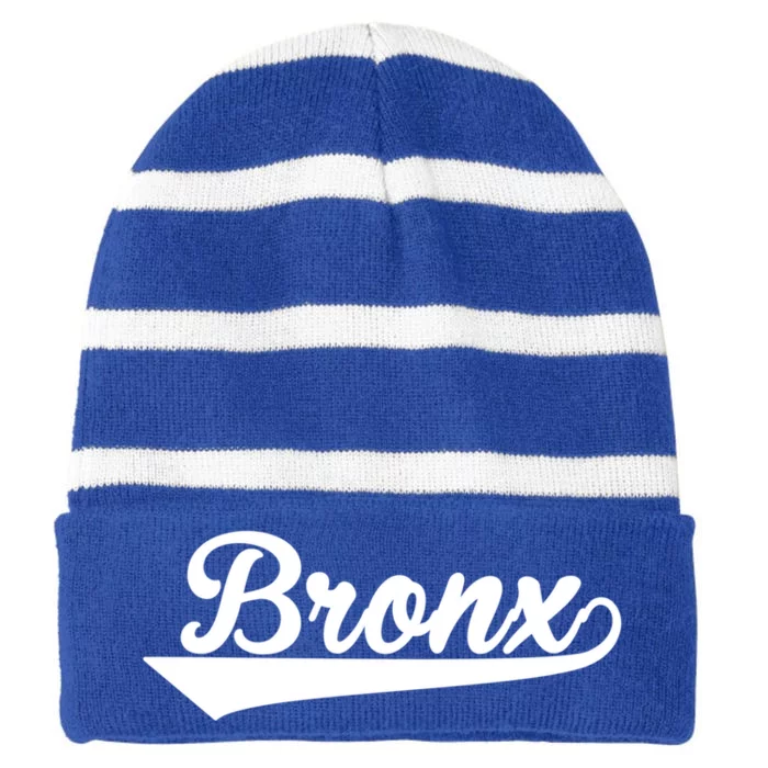 Classic Bronx New York Gift Striped Beanie with Solid Band