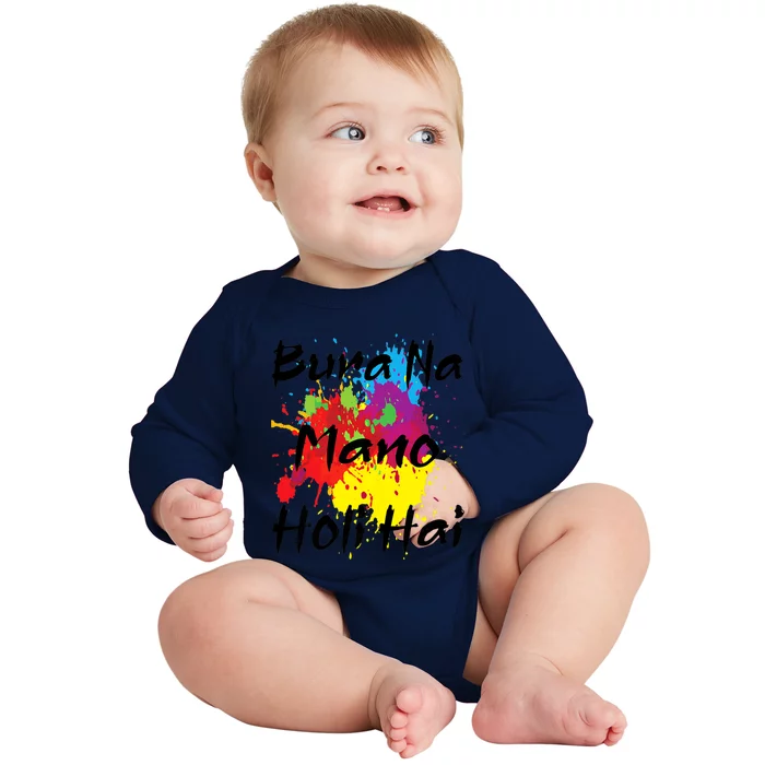 Cool Bura Na O Holi Hai Happy Holi Festival India Color Gift Baby Long Sleeve Bodysuit