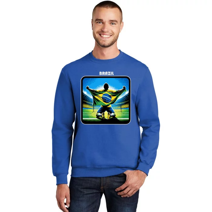 Cool Brazil National Soccer Team With Flag Tall Sweatshirt