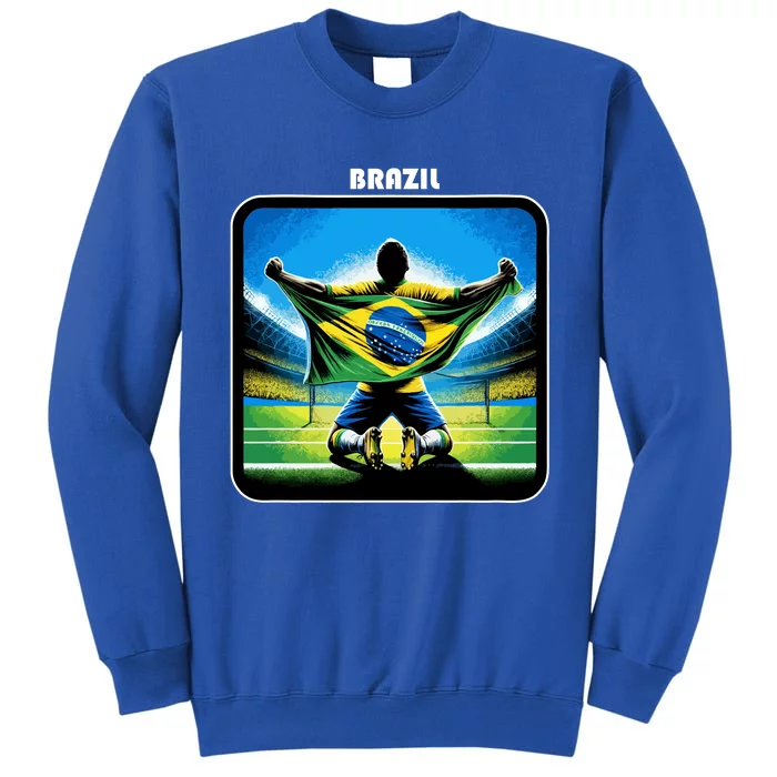 Cool Brazil National Soccer Team With Flag Tall Sweatshirt