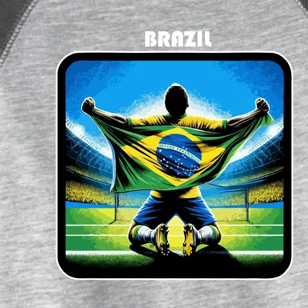 Cool Brazil National Soccer Team With Flag Toddler Fine Jersey T-Shirt