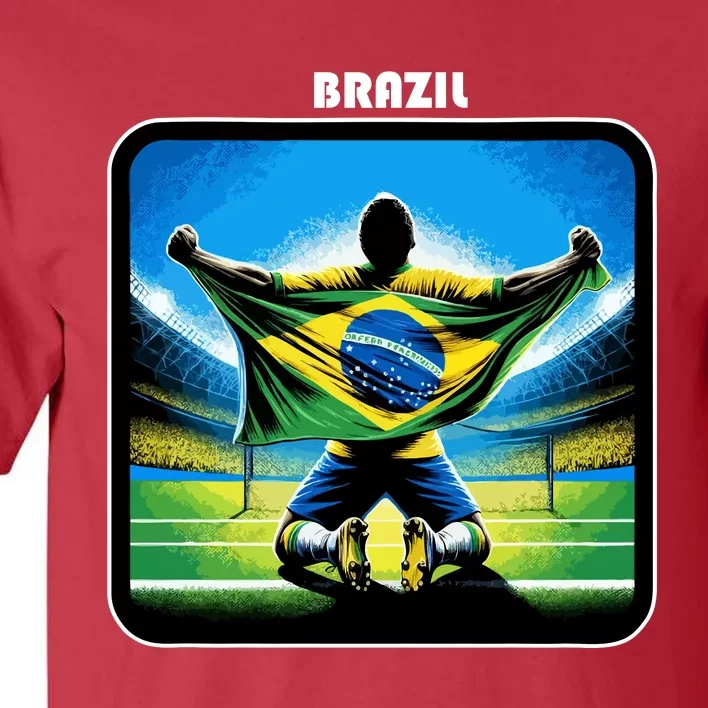 Cool Brazil National Soccer Team With Flag Tall T-Shirt