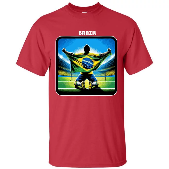 Cool Brazil National Soccer Team With Flag Tall T-Shirt