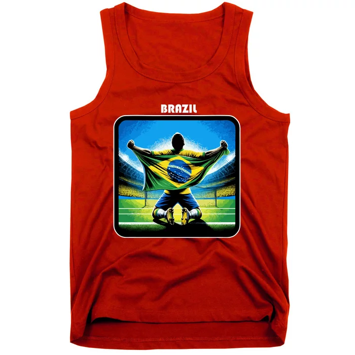 Cool Brazil National Soccer Team With Flag Tank Top