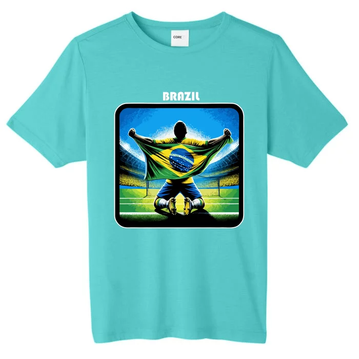 Cool Brazil National Soccer Team With Flag ChromaSoft Performance T-Shirt