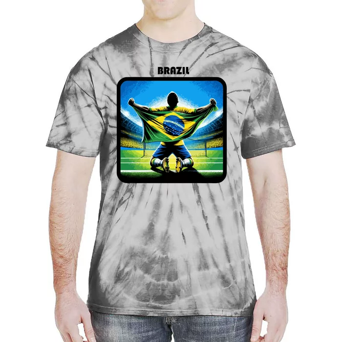 Cool Brazil National Soccer Team With Flag Tie-Dye T-Shirt