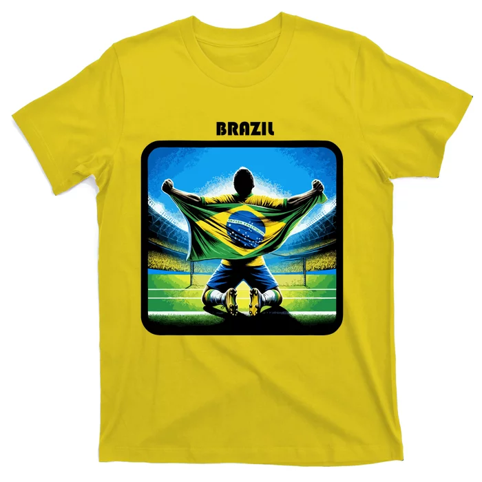 Cool Brazil National Soccer Team With Flag T-Shirt