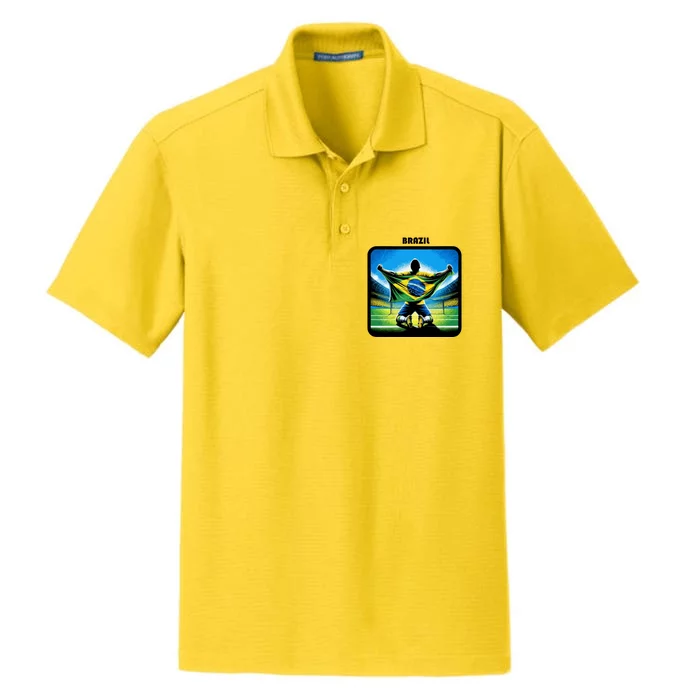 Cool Brazil National Soccer Team With Flag Dry Zone Grid Performance Polo