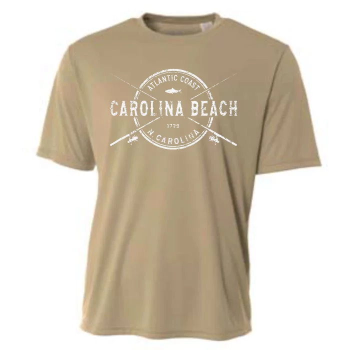 Carolina Beach NC Vintage Crossed Fishing Rods Cooling Performance Crew T-Shirt