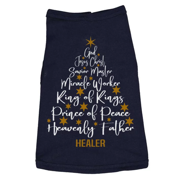 Christmas Bible Names Of Jesus Tree Shaped Motivational Doggie Tank