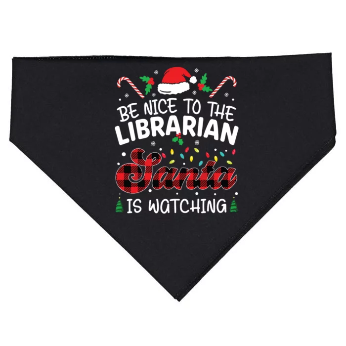 Christmas Be Nice To The Librarian Santa Is Watching USA-Made Doggie Bandana