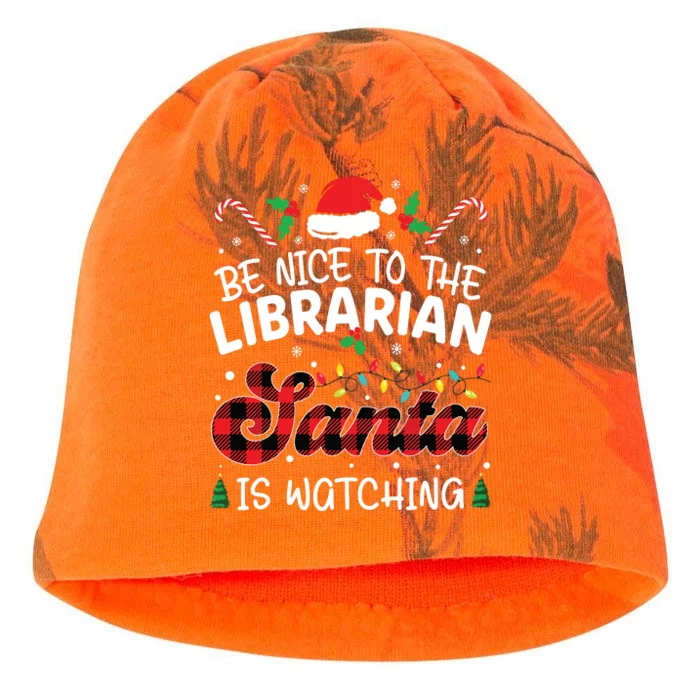 Christmas Be Nice To The Librarian Santa Is Watching Kati - Camo Knit Beanie