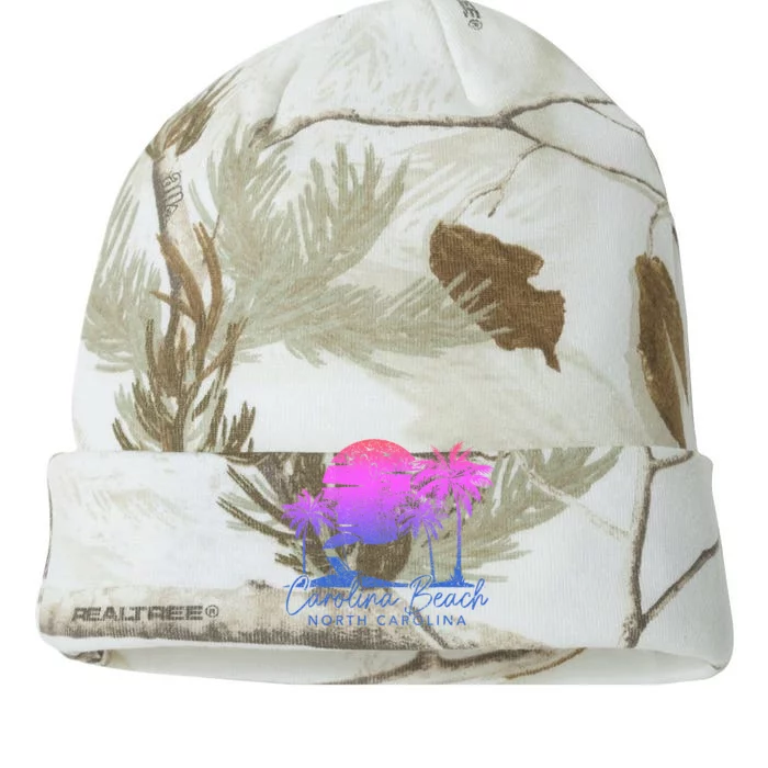 Carolina Beach North Carolina Vintage Sunset Surfer Retro Kati - 12in Camo Beanie