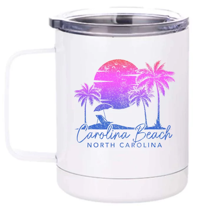 Carolina Beach North Carolina Vintage Sunset Surfer Retro Front & Back 12oz Stainless Steel Tumbler Cup