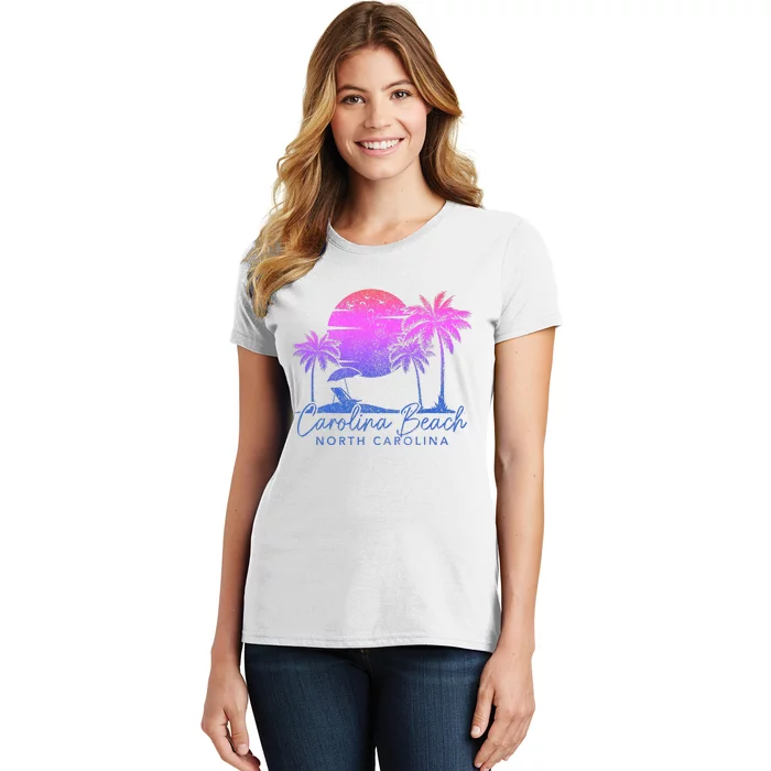 Carolina Beach North Carolina Vintage Sunset Surfer Retro Women's T-Shirt