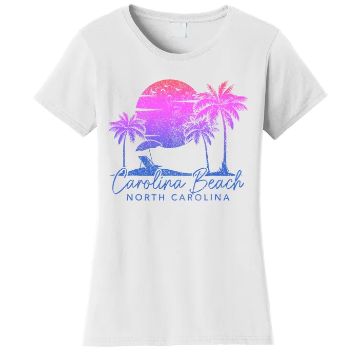 Carolina Beach North Carolina Vintage Sunset Surfer Retro Women's T-Shirt