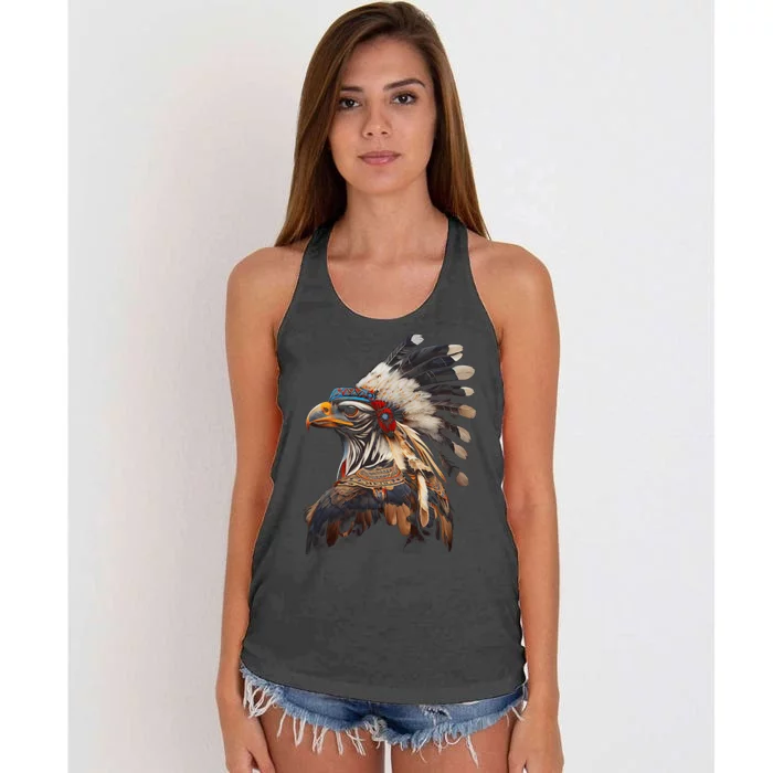 Chicken Bird Native American Indian Northwest Tribal Graphic Women's Knotted Racerback Tank