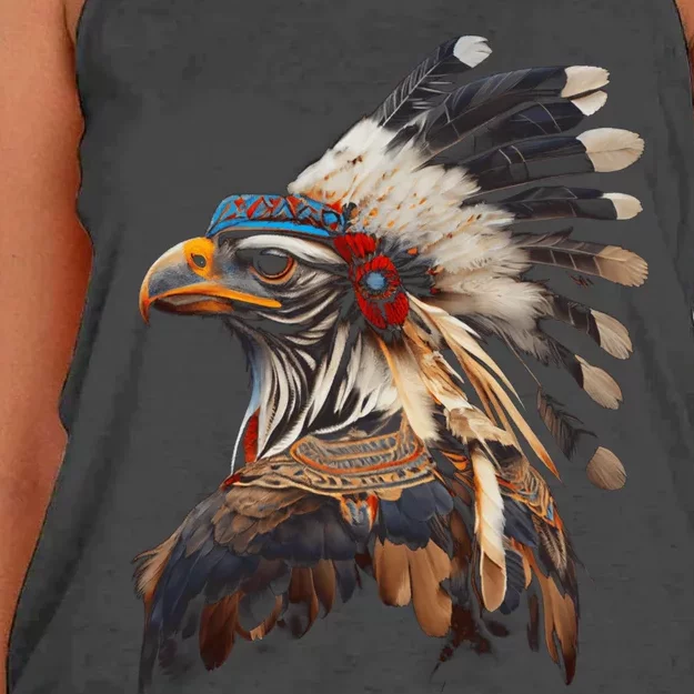 Chicken Bird Native American Indian Northwest Tribal Graphic Women's Knotted Racerback Tank