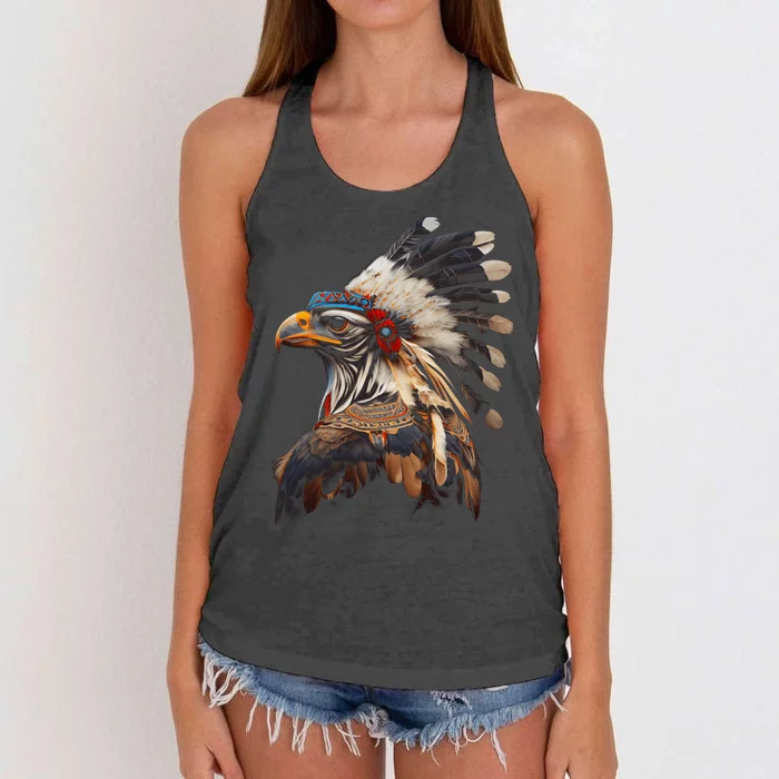 Chicken Bird Native American Indian Northwest Tribal Graphic Women's Knotted Racerback Tank