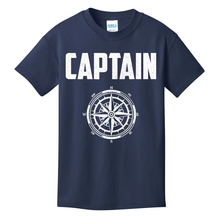 Captain Boating Nautical Gift Compass Boat Captain Kids T-Shirt