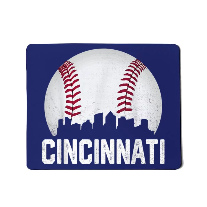 Cincinnati Baseball Ohio Skyline City Vintage Style Mousepad