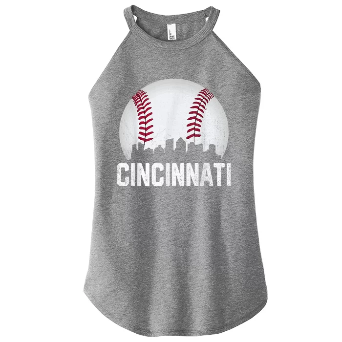 Cincinnati Baseball Ohio Skyline City Vintage Style Women’s Perfect Tri Rocker Tank