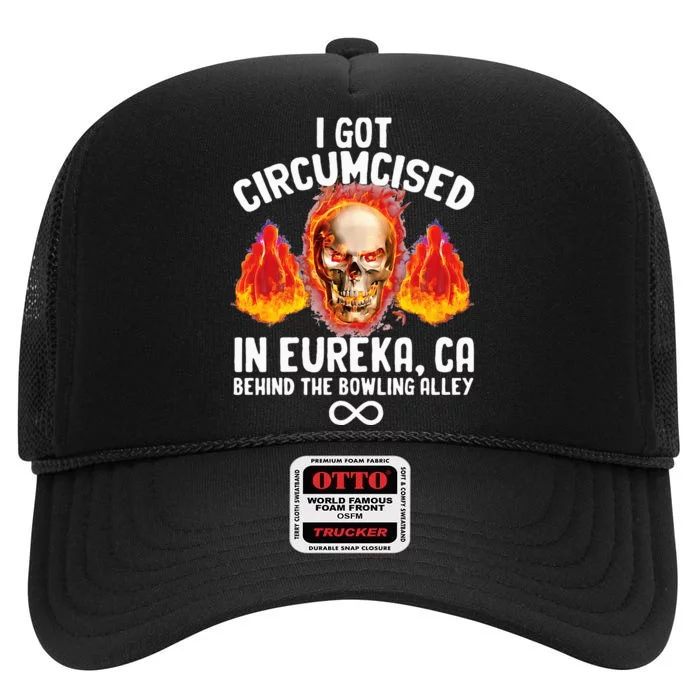 Circumcised Bowling Oddly Specific Humor Weird High Crown Mesh Trucker Hat