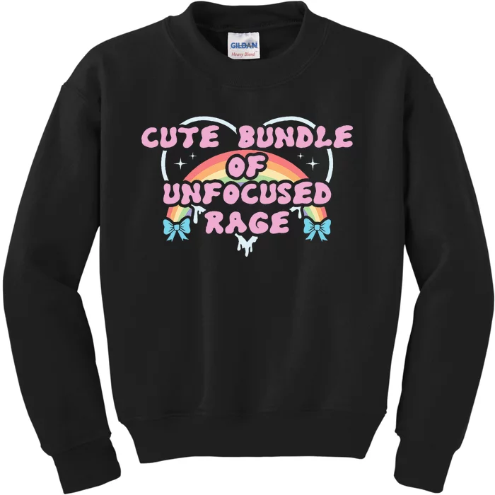 Cute Bundle Of Unfocused Rage Funny Pastel Goth Gift Rainbow Kids Sweatshirt