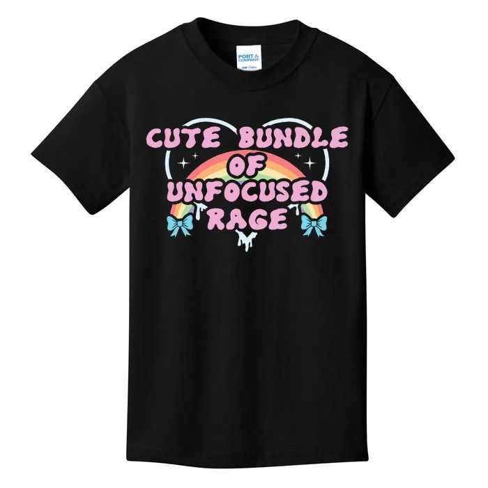 Cute Bundle Of Unfocused Rage Funny Pastel Goth Gift Rainbow Kids T-Shirt