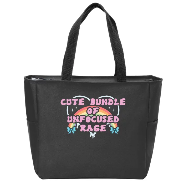 Cute Bundle Of Unfocused Rage Funny Pastel Goth Gift Rainbow Zip Tote Bag